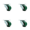 Service Caster 3.25 Inch Green Poly on Cast Iron Wheel Swivel Caster Set with Roller Bearings SCC-30CS3420-PUR-GB-4